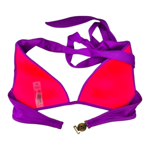 Victoria's Secret Halter Bikini Top X Small Purple Gold - Picture 2 of 4